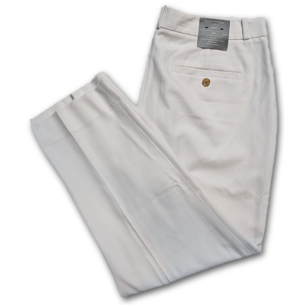 Banana Republic Pants Womens Size 12P Petite Avery Cream Off-White Stretch